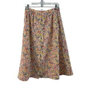 Nordstrom Christina Martinez Pink Abstract Print Women's Midi Flare Skirt Size 8